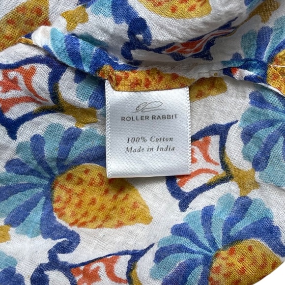 Roller Rabbit Serafina Tunic Cover-Up Size XS Pineapple Print Fringe Oversized - Picture 6 of 8